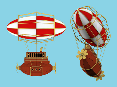 Steampunk Airship 3d airship fantasy illustration imaginary science fiction steampunk technology toy victorian
