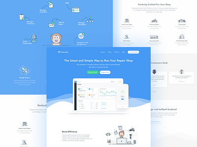 Shopmonkey Landing Page illustration landing page product webflow