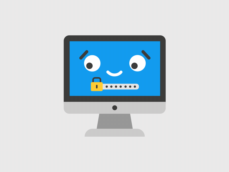 Lock your computer animation characters computer fun happy imac motion design sticker