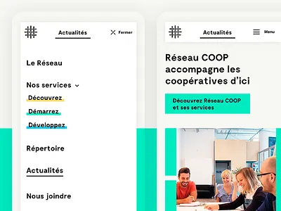 Réseau - Mobile branding colorful components grid layout menu minimal mobile phone ui ux web