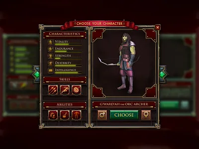 Choose Your Character Screen character choosing darkfantasy gameui icons pop up ui