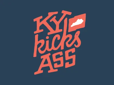 Kentucky Kicks Ass bluegrass commonwealth handlettering ky lettering logo logotype louisville script state type typography