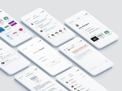 Design Team App Showcase chat contacts conversation login messaging mobile ui mobile ui kit news feed porfile projects user interface design