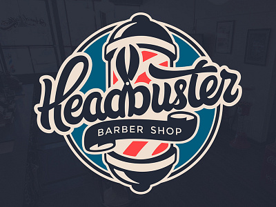 Headbuster2 barber barbershop beard buster hair haircut head lettering razor scissors southpaw