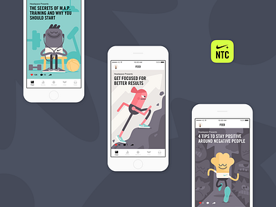 Headspace x Nike Training Club art direction illustration interface mobile ui