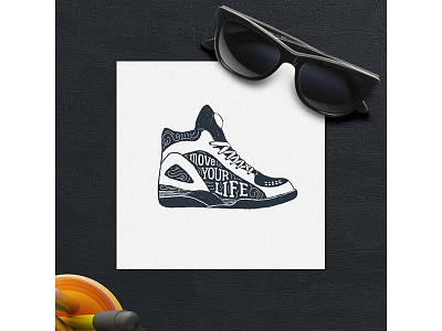 Move your life! badge design grunge hipster lettering logo shoes typography vintage