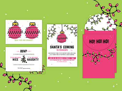 Santa Party Invite christmas holiday invite lights rsvp santa