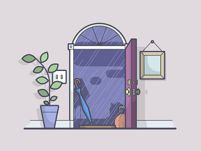 Mood. home illustration line art rain umbrella weather