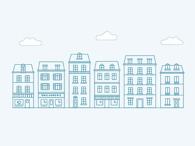 Paris in Blue apartment boulangerie buildings city france illustration paris street