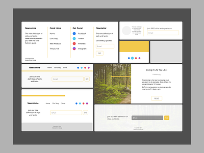 UI Footer Components agency clean cleanwireframe dallastexas fide forhire interface minimal startup ui ux wireframe