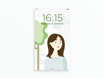 🌿 👩🏻 background colors girl graphiste green illustration iphone mobile nature portrait wallpaper women