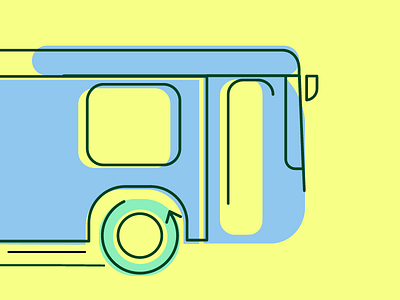 Bus - friendly move arrow bus eco flat icon line movement outline web wheels