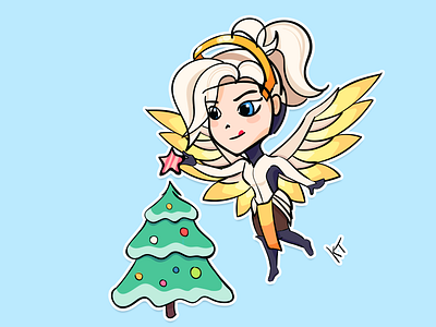 Sticker. Overwatch. Christmas christmas mercy overwatch sticker vector