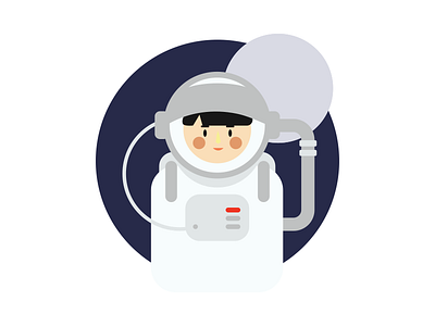 Astronaut Dribbble astronaut cute flat design girl people space