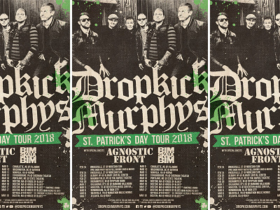 Dropkick Murphys - St. Patrick's Day Tour 2018 admat band dropkick murphys music poster punk rock rock st. patricks day tour poster