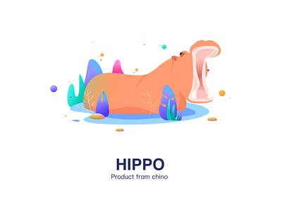 Hippo colors graphic illustration poster