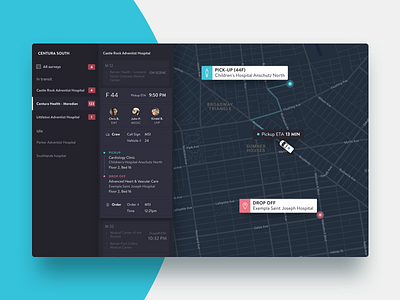 EMS tracking app ambulance app chat clean hospital lyft map medical product design uber ui ux