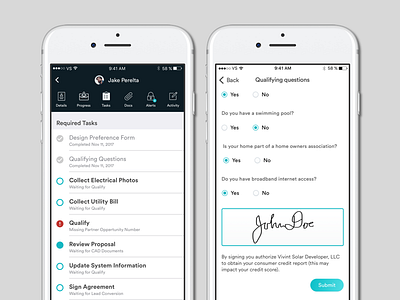 Neo for Vivint Solar - Tasks & Forms ios mobile product sales