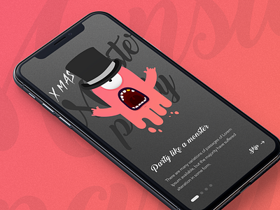 Party Monster android character illustrations ios iphone x monster onboarding party