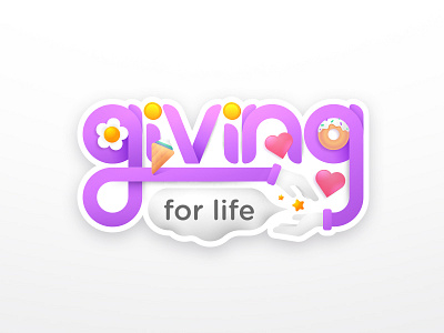 power of giving charity design giving gradient illustration purple colors sticker sticker mule