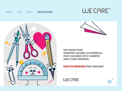 We Care care diabetes diagnosis health healthcare heart illustration kids medical prevention school treatment