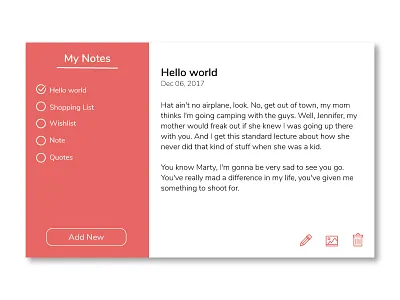 Daily UI #065 | Notes Widget app challenge dailyui list notes notes widget ui user experience user interface ux webdesign widget
