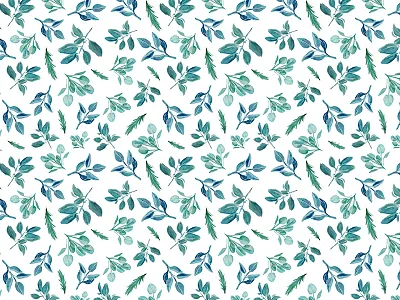 Flora Pattern blue flora graphic design herbs illustration pattern plants white