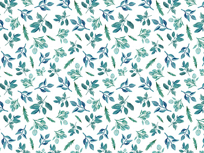 Flora Pattern blue flora graphic design herbs illustration pattern plants white