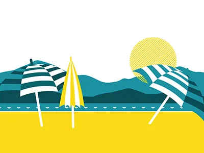 French Riviera beach color design french illustration riviera sun yellow