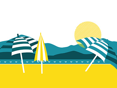 French Riviera beach color design french illustration riviera sun yellow