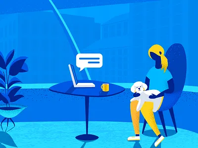 Coffee Break character chat city coffee cover design dog illustration laptop texture vector web