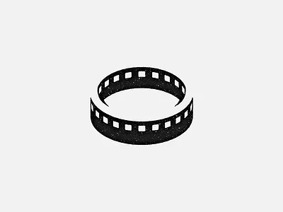 Logomark for a film production company black and white circle endless film logo logomark loop movie