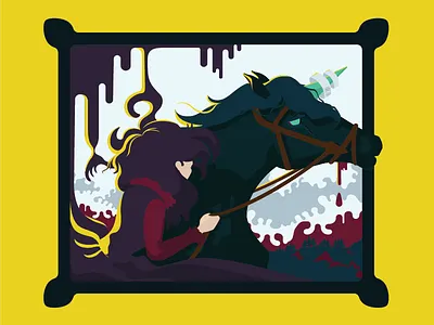 Gai Jin gai jin high contrast horse illustration vector woman