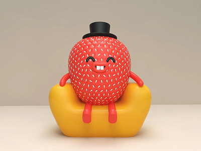 Mr.Strawberry 3d c4d cartoon character cinema 4d strawberry sweet