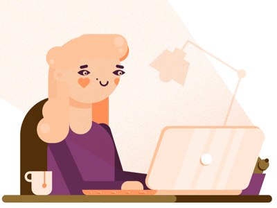 Desk .aep after effects animation character desk girl illustrator laptop motion design typing work