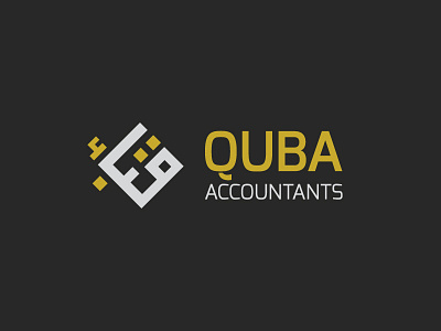 Quba 01 accounts arabic bank calligraphy design finance golden insurance logo simple square