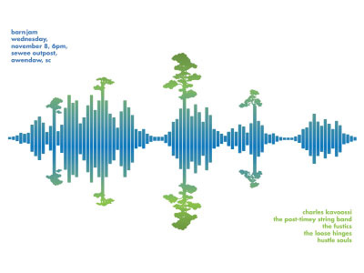 Barn Jam poster Nov 8 barn jam music poster sound wave trees