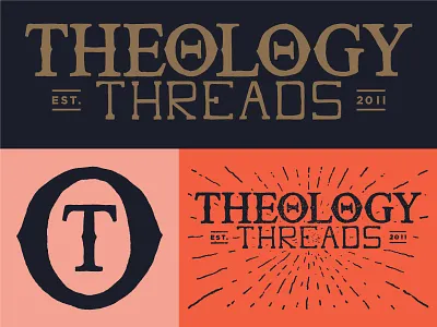 Theology Threads Logos alternate brand branding design distress hand lettering logo made stamp vintage wordmark