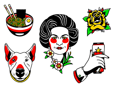 Flash Sheet austin beer dog flash flower hand ramen rose tattoo woman