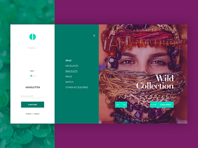 JT eCommerce ecommerce homepage jewels menu shop ui ux web design