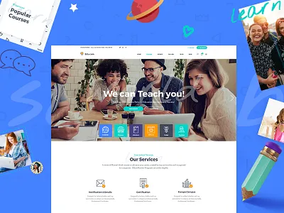 Esmarts WP Theme class colorful education elated themes learning lms theme wordpress
