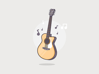 Classic Guitar fun guitar illustration instrument minimal music notes shiny vector