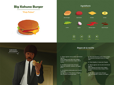 Big Kahuna Burger WIP burger design food fresh graphic illustration layout movie print project vector wip