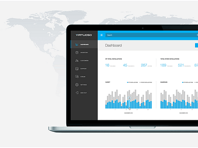 Virtuoso black blue clean dashboard interface modern ui ux