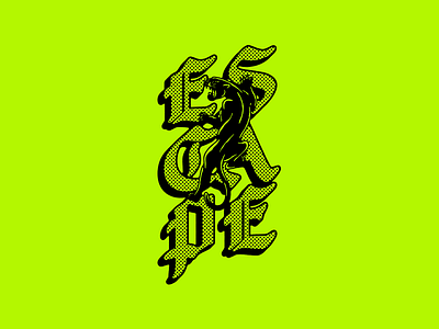 Escape apparel black letter brand clothing illustration lettering merch old english panther print tattoo typography