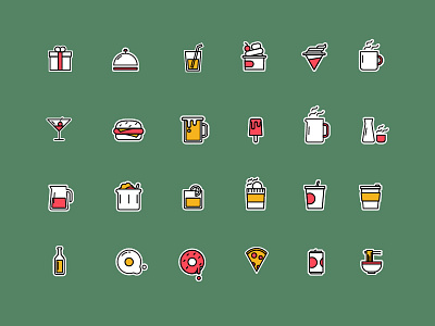 Cafe' Stickers badge cafe colour food graphic icon set sticker web