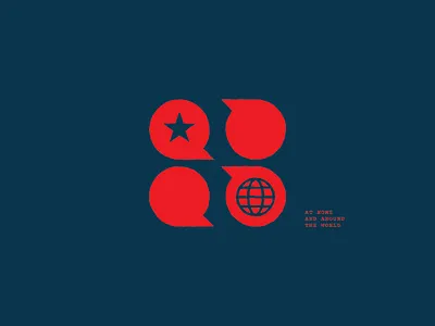 Social globe icon logo mark s social star world