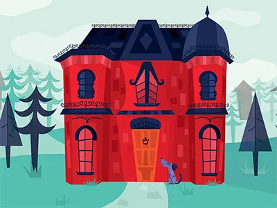 House in the Hills illustration imaginary whimsical