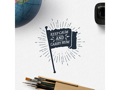 Keep cald and carry rum! badge design grunge hipster lettering logo pirate typography vintage