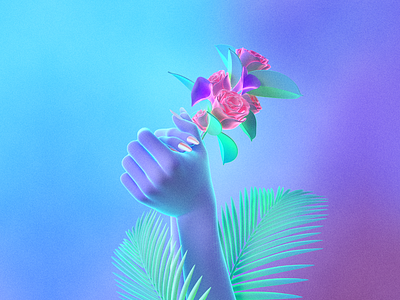 💐 3d cinema 4d cyber digital flowers maxon neon rose synth tropical